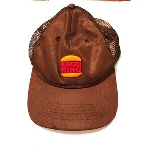 Burger King Trucker Hat Brown Orange Mesh Snapback Cap Unisex Vintage Style